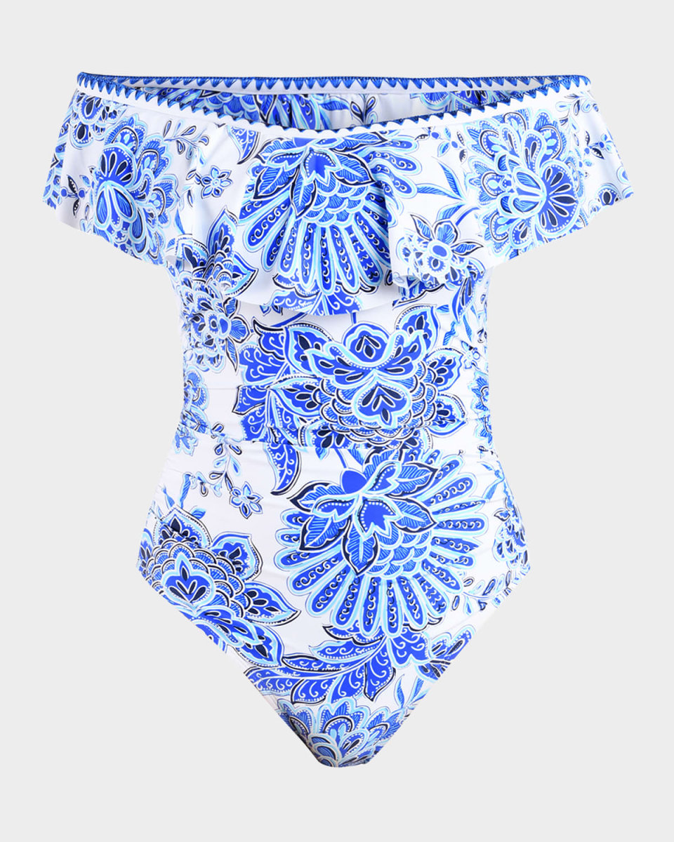 Beyond Off-Shoulder Ruffle One-Piece Swimsuit